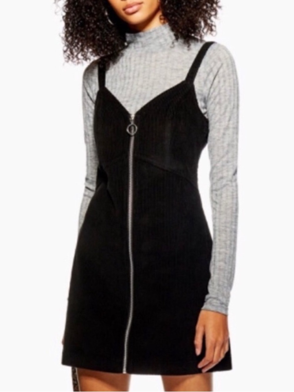 Topshop Green Corduroy Zip-Up Dress (Sz. 4)